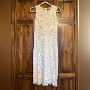 Lulu's Elegant Lace Midi Dress - White